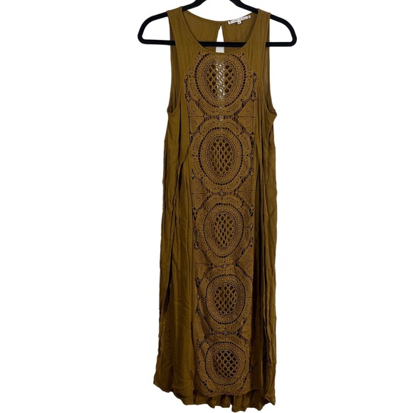 Willow Clay Women's Small Harvest Gold Embroidered Long Split‎ Side Tunic Tank - Picture 7 of 7